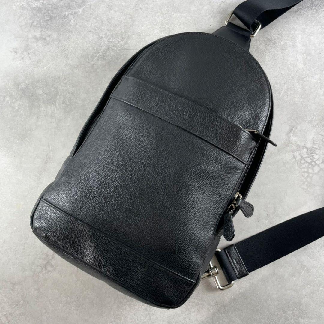 美品 COACH コーチ レザー ボディバッグ ショルダーバッグ 黒 ブラック COACH（コーチ） 並行輸入 ショルダーバッグ レザー CM186 SVBK