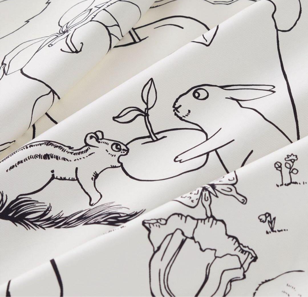 ◯新品　エルメス　カレ 90 《ル・ポミエ・セリエ》　白黒　26春夏　新作