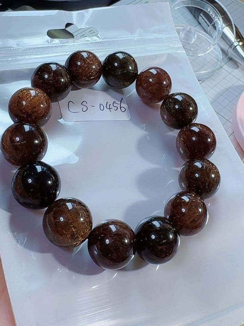 CS-0456天然無処理 本水晶保証 天然黒金超七 スーパーセブンブレスレット