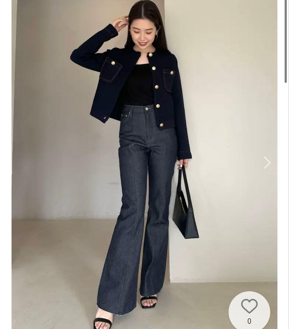 アニュアンスセンターシームセミフレアデニム インディゴブルー XS