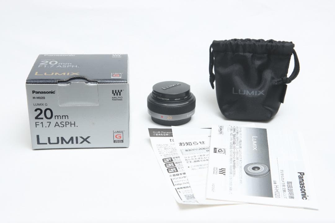 LUMIX G 20mm/F1.7 ASPH. H-H020 元箱やケース付き Panasonic LUMIX G Series 20mm F1.7 Lens - H-H020AK