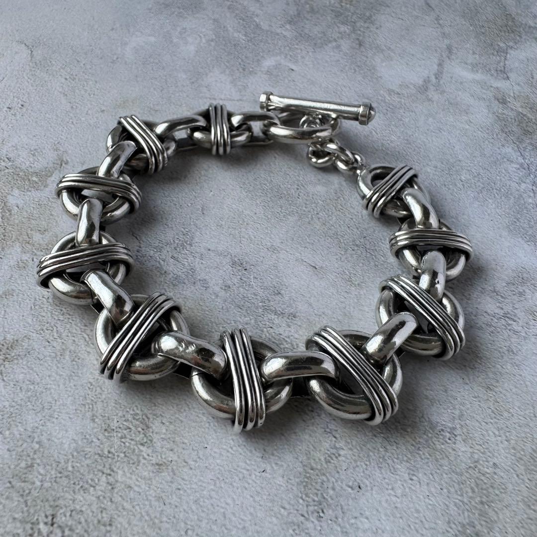 ヴィンテージ ヘビーノットリンクブレスレット シルバー925 メキシコ製