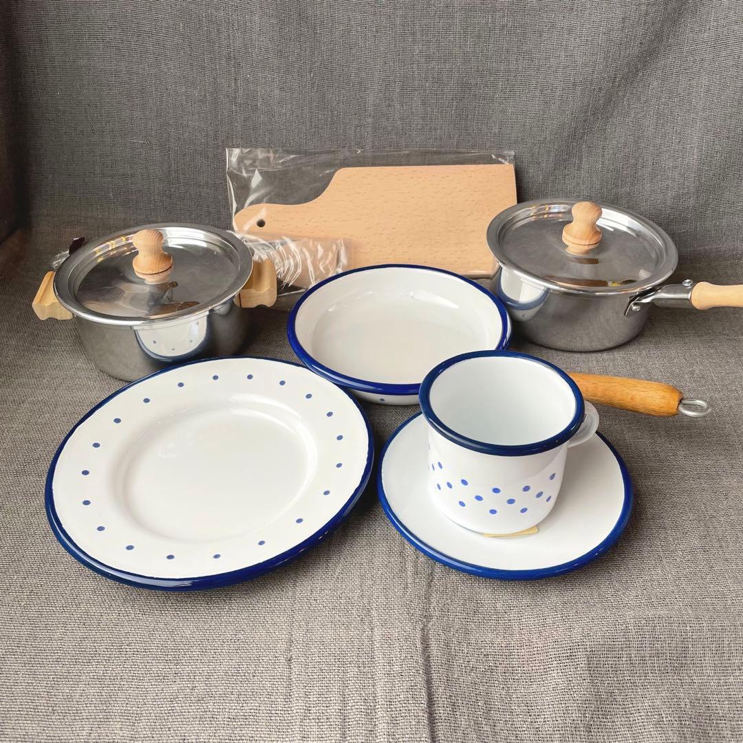 ドイツ グリュックスケーファー ままごとセット アルミ 琺瑯 木製 輸入