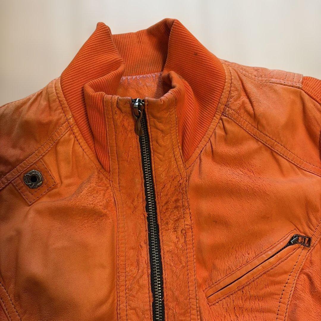 14th addiction レザージャケット グランジ加工 ダブルジップ - メルカリ