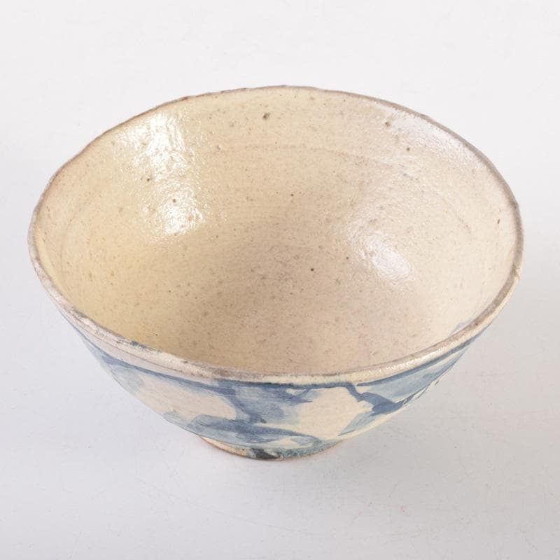 染付 花草山水人物文碗 茶碗 時代箱付 V 7193