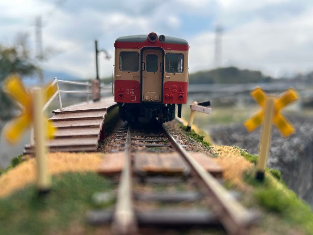 HOゲージジオラマ56仮乗降場のある風景アクリルケース付