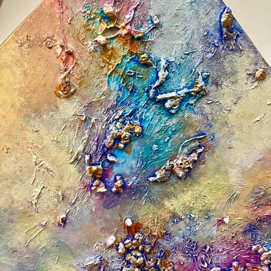 holiday＊木製パネル　絵画　原画　抽象画　テクスチャーアート　冬　モダン