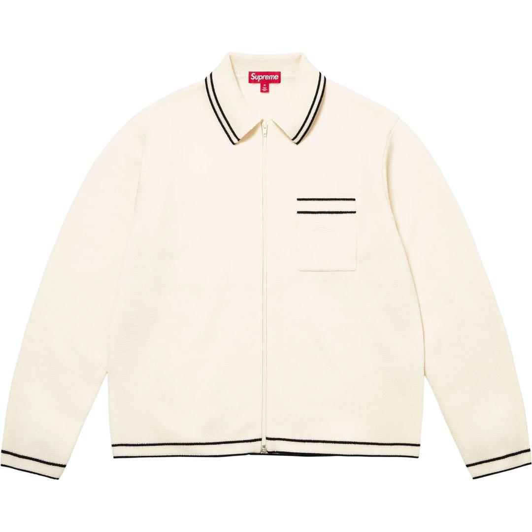Supreme zip up polo sweater white small - メルカリ