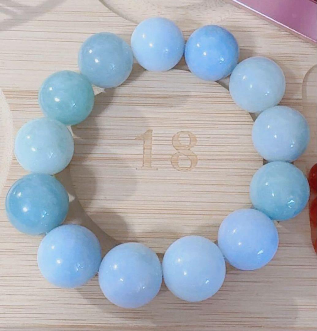 R2-02977天然本翡翠《本物保証》 翡翠ブレスレット18cm 大粒17.2