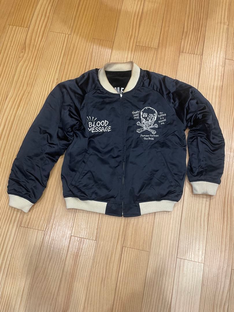 blood message 別珍 スカジャン リバーシブル vintage 刺繍 - メルカリ