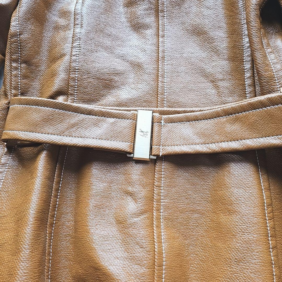 希少】バーバリー フェイクレザージャケット 38 裏地チェック ブラウン