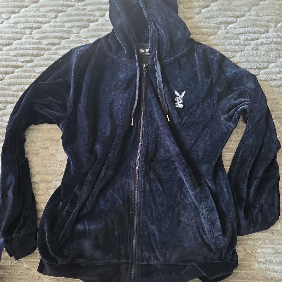 GD&TOP 公式ベロアパーカー黒BIGBANG ジヨンG-DRAGONスエット