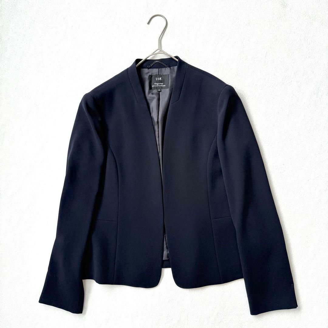 良品40✨23区 ノーカラー ストレッチ パンツ スーツ セットアップ