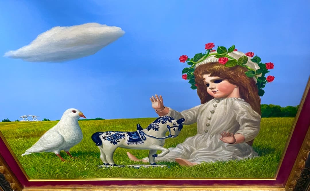 ◇不気味でファニーな世界観◆小松崎 邦雄『デルフトあたり』油彩 15号 共シール