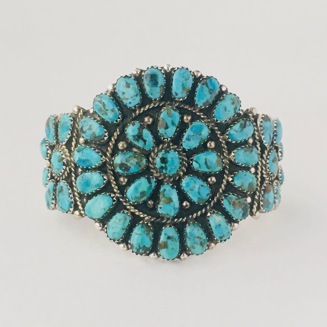 インディアンジュエリー ナバホ ターコイズ シルバー クラスター