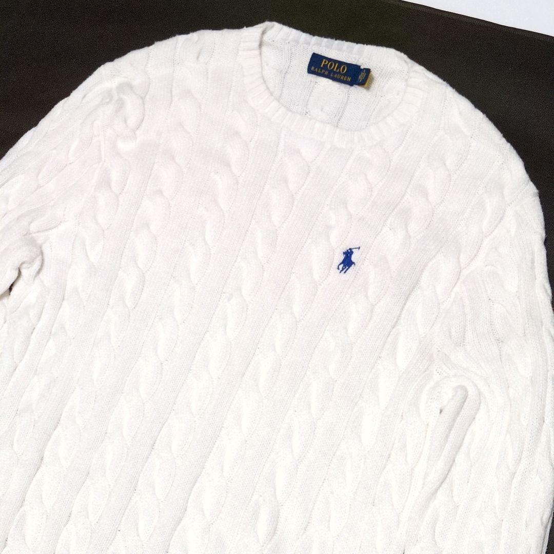 現行 QRタグ✨ポロラルフローレン ケーブルニット コットン ポニー