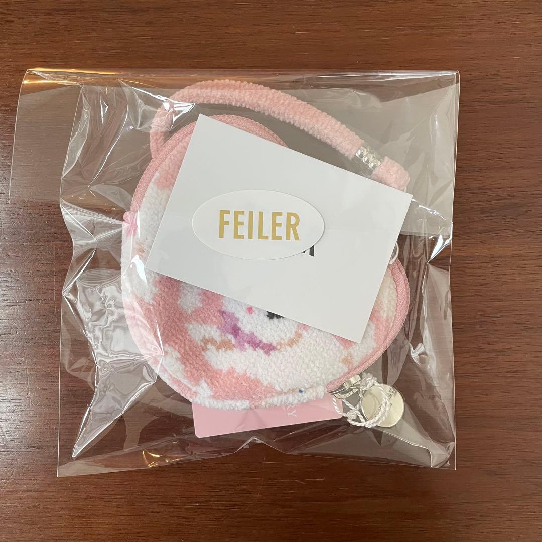 新品未使用】フェイラー モフモフ猫ちゃん ハート型ポーチ ピンク 白