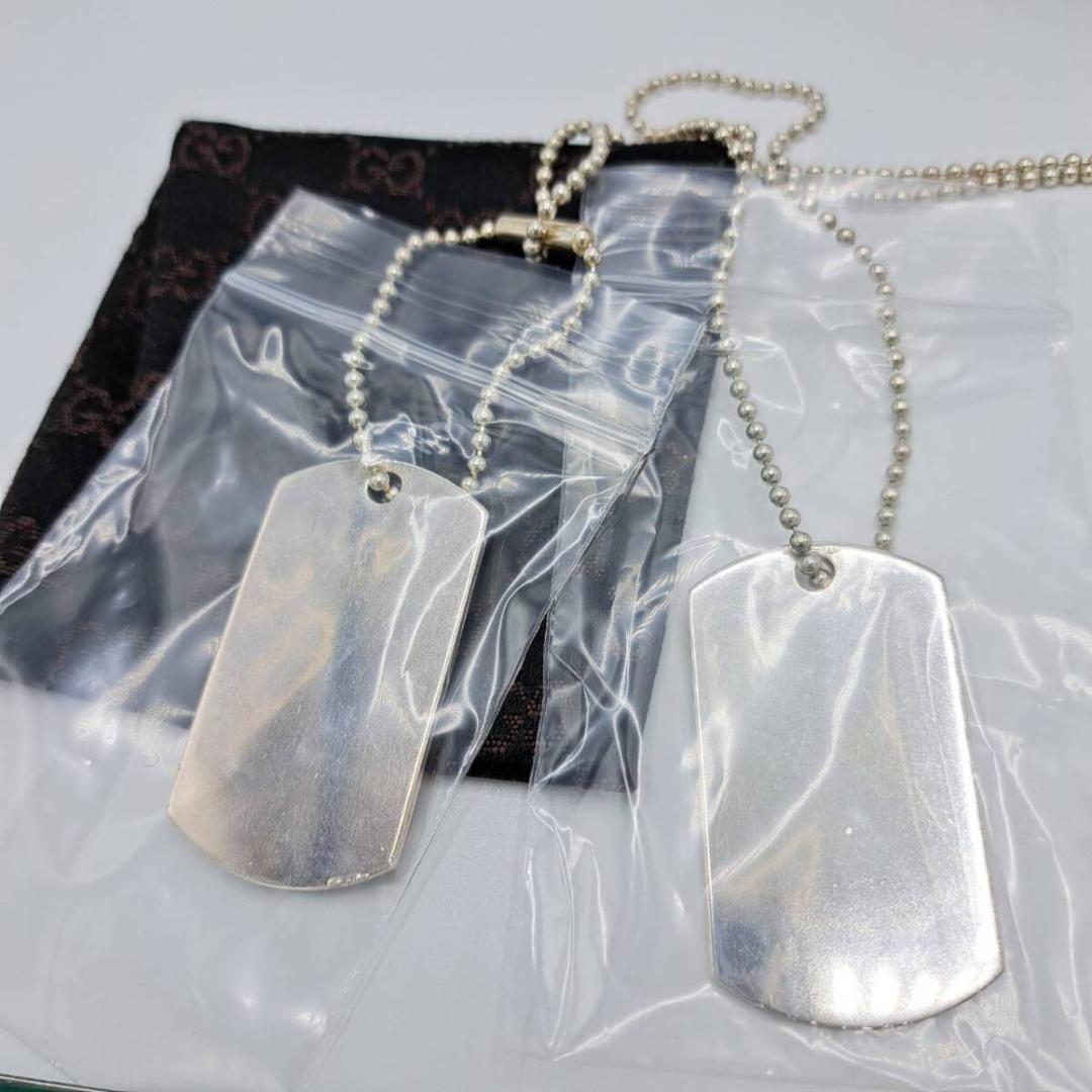 グッチネックレス ドッグタグ ダブル ボールチェーン シルバー925