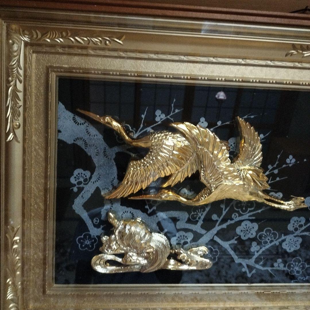 黄金七福神 純金純銀鍍金 宝船 縁起物 開運 壁掛け インテリア 額装