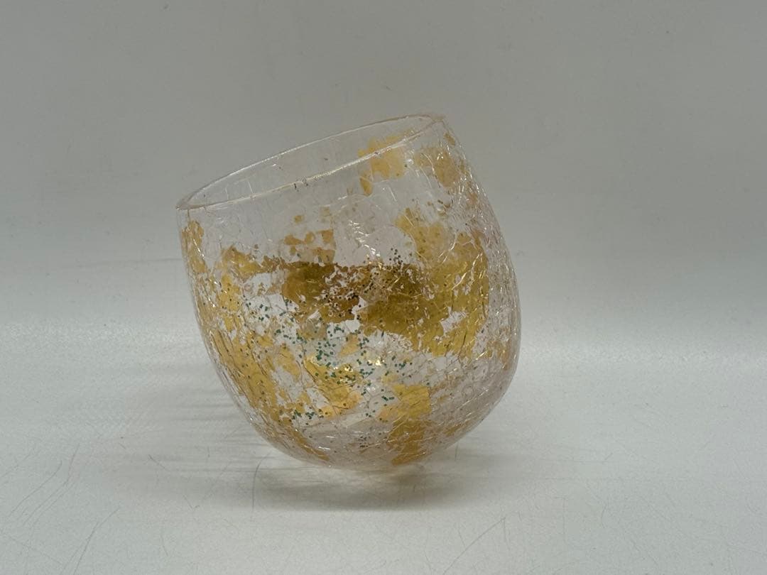 坂田甚内作 氷割金彩ガラスくいのみ2点 人気作家 送料込み250827