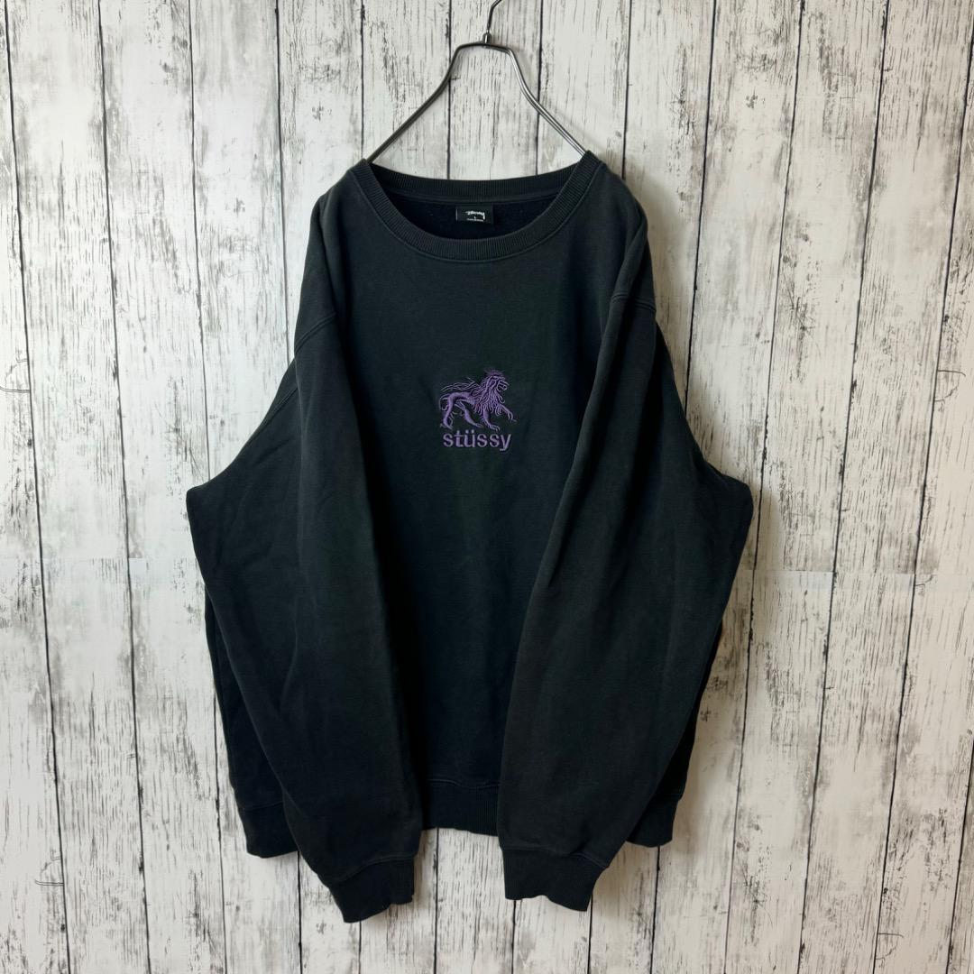 希少】ステューシー ラスタライオン センターロゴ 刺繍 スウェット L