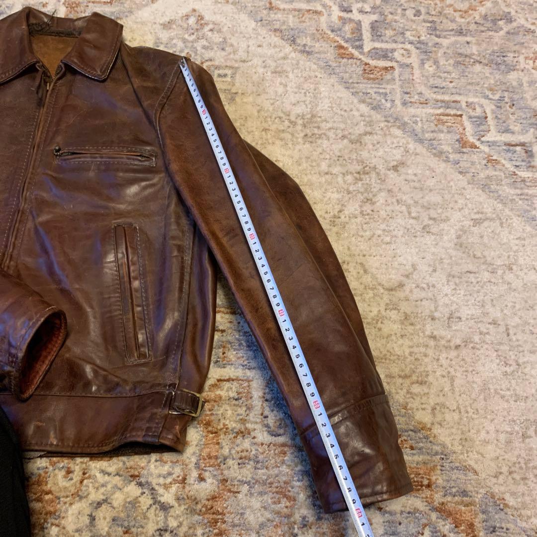 エアロレザーブラウンレザーシングルライダースジャケット - メルカリ