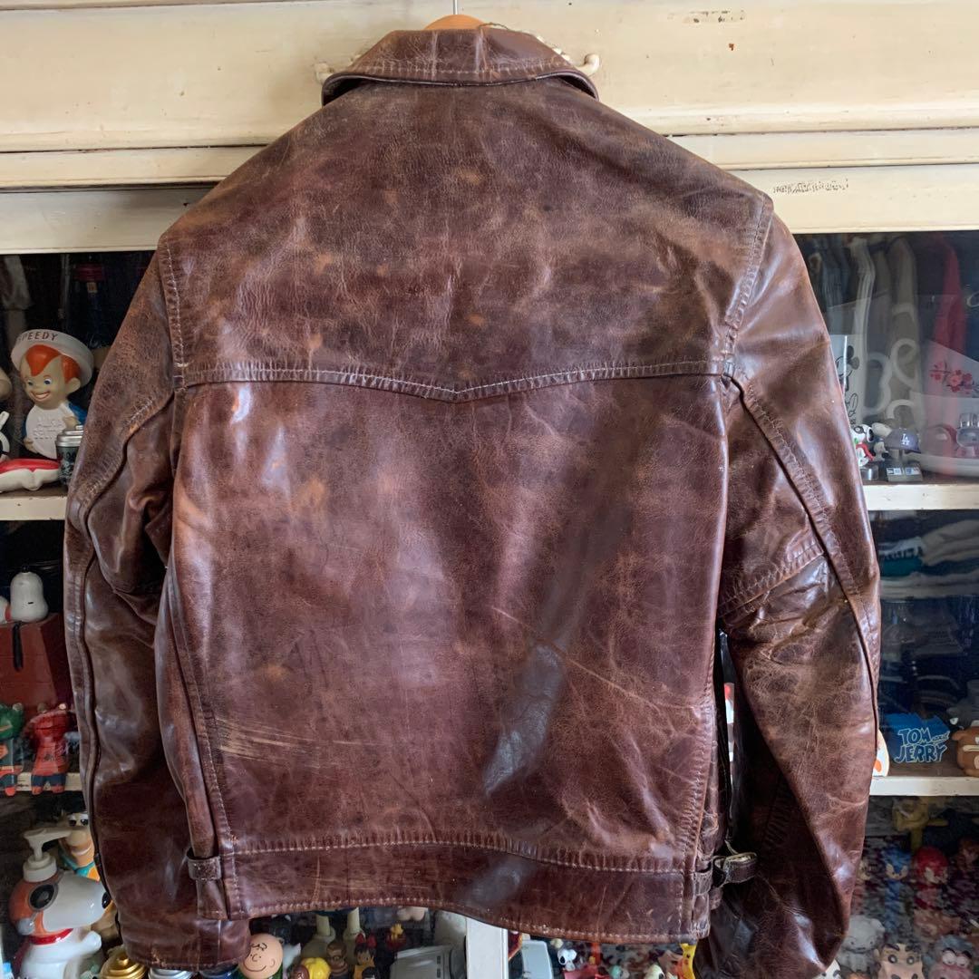 エアロレザーブラウンレザーシングルライダースジャケット - メルカリ