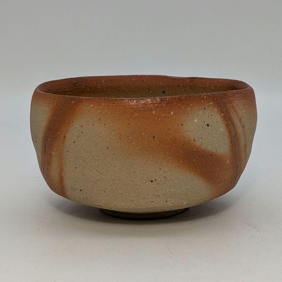 初代森陶岳 備前焼 緋襷茶盌 合箱合布 折松葉印 抹茶碗 抹茶茶碗