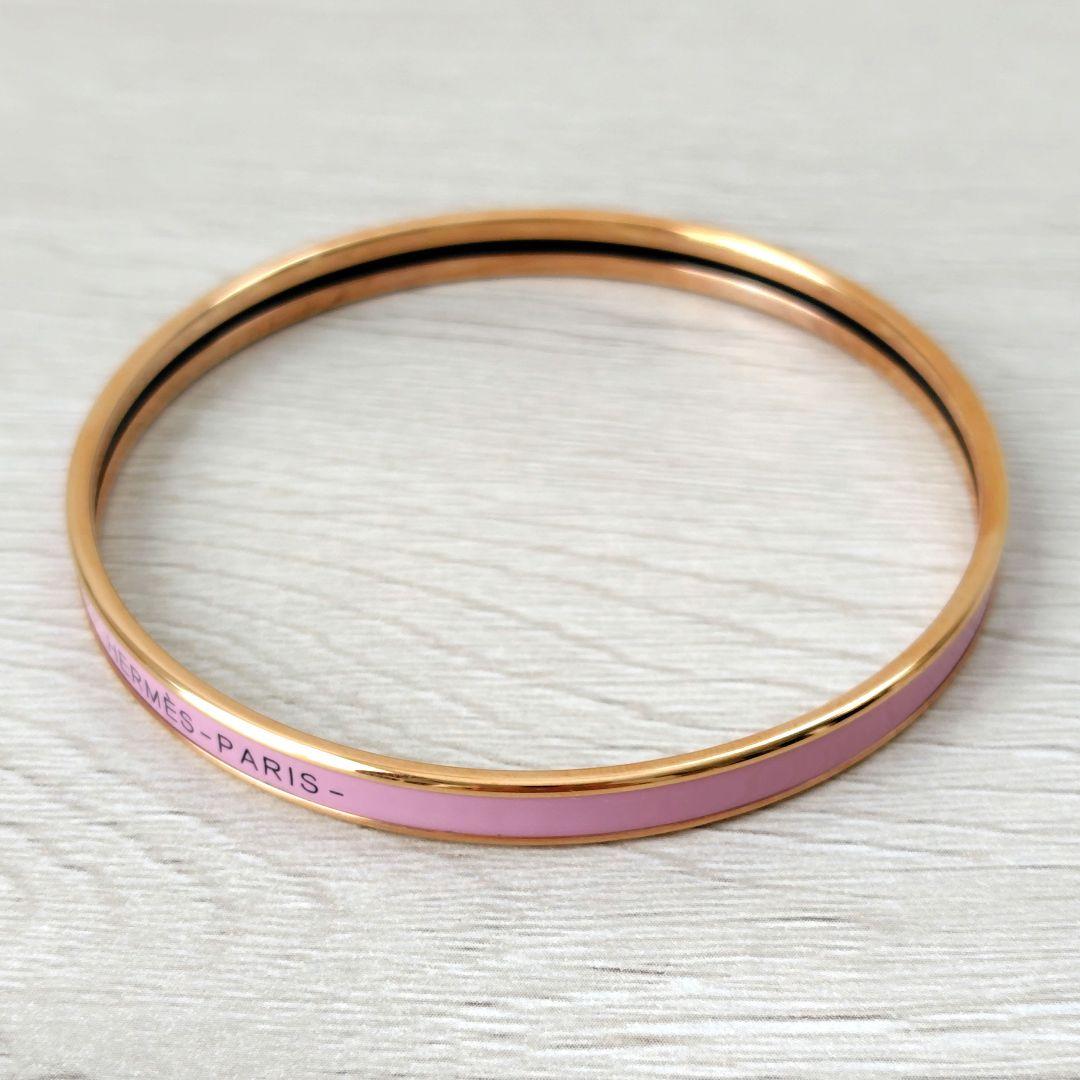 HERMES　エナメルブレスレット《ユニ》ローズ・ボーテ　サイズS　バングル