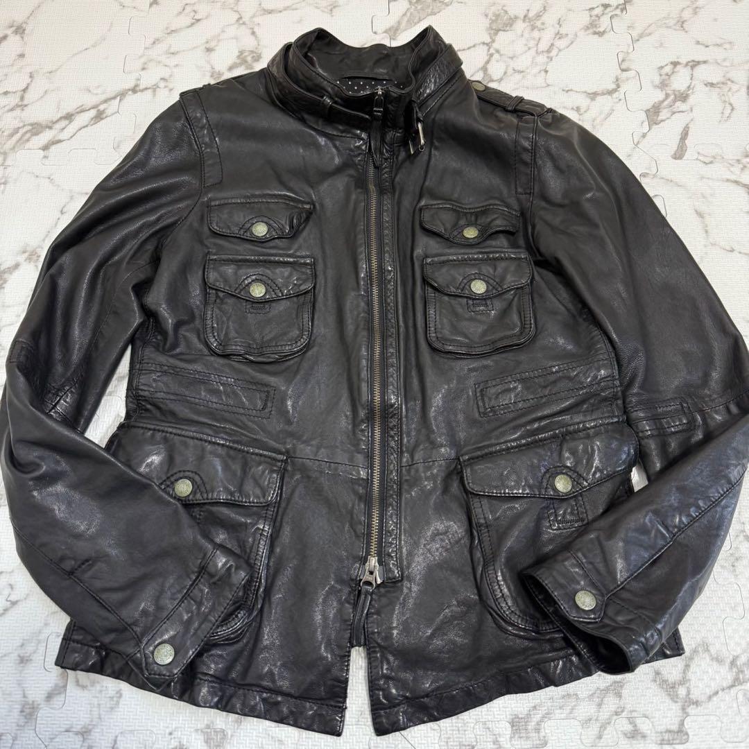 美品✨ VANQUISH レザーシングルライダースジャケット S ブラック VANQUISH（ヴァンキッシュ） 革ジャン ライダース カウレザー シングル