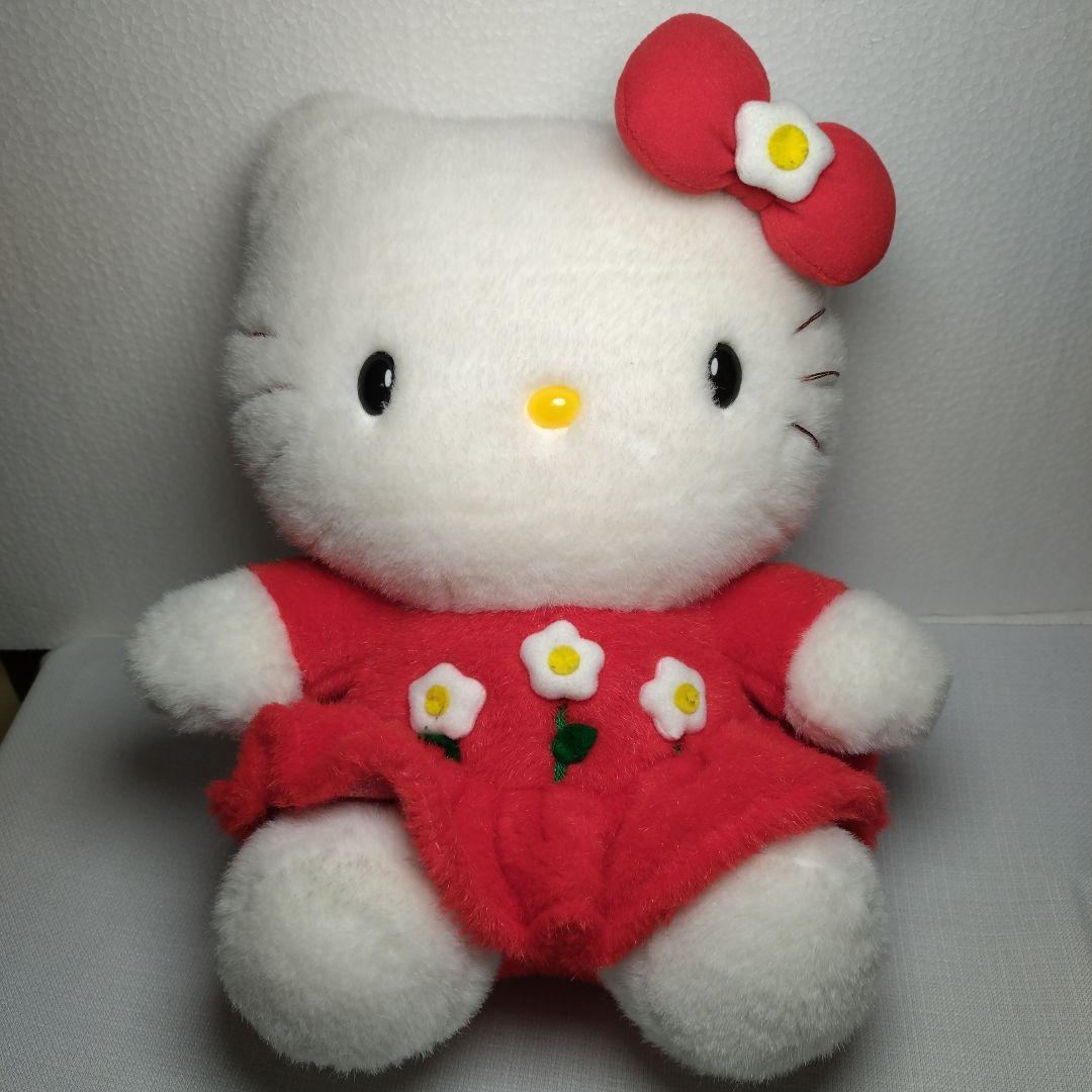 初代当時物昭和レトロハローキティ ぬいぐるみ 花刺繍付き - メルカリ