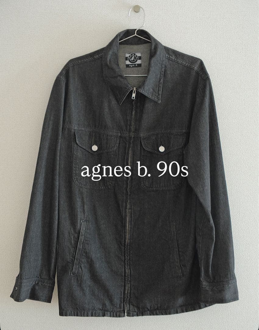 agnes b - zip-up denim jacket 90s - メルカリ