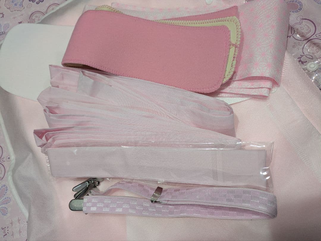 袴4点セット+着付け9点セット150cm160cm フリーサイズ オレンジ 花柄