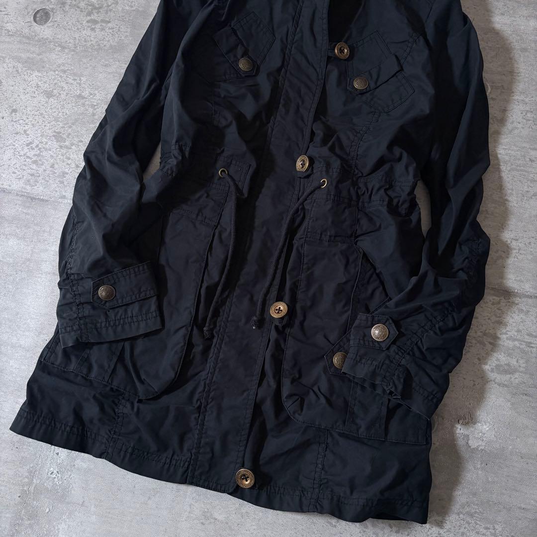 00s ミリタリージャケット y2k ボリュームネック 平成ギャル ダーク