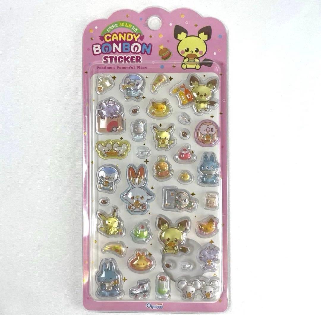 韓国限定 ポケモン ポケピース 3D 立体シール クリスタルシール 4枚