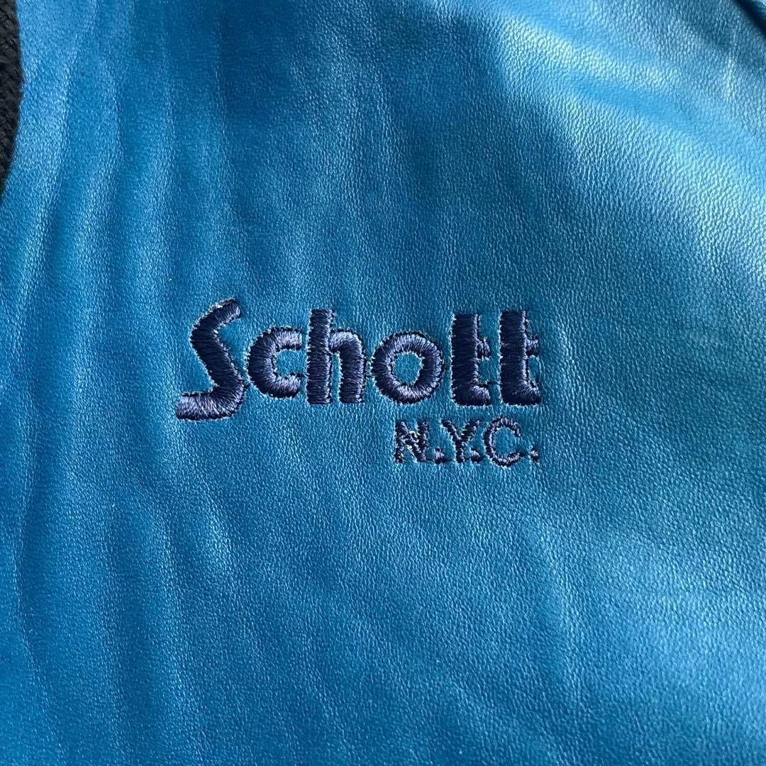 schott ショット【L】ラムレザー ジップパーカー レザージャケット