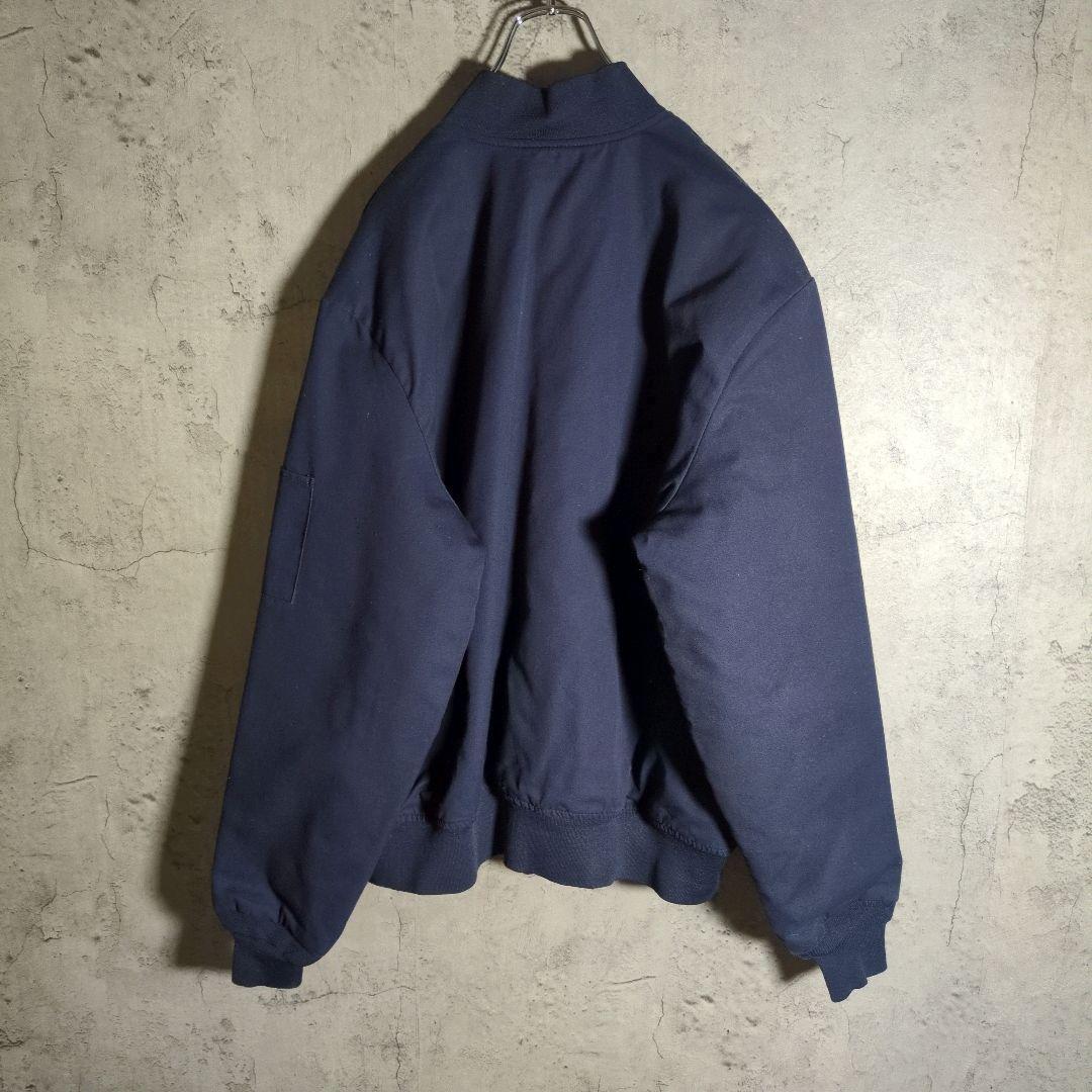 USA製】企業ロゴ刺繍 キルティング ワークジャケット XL ネイビー