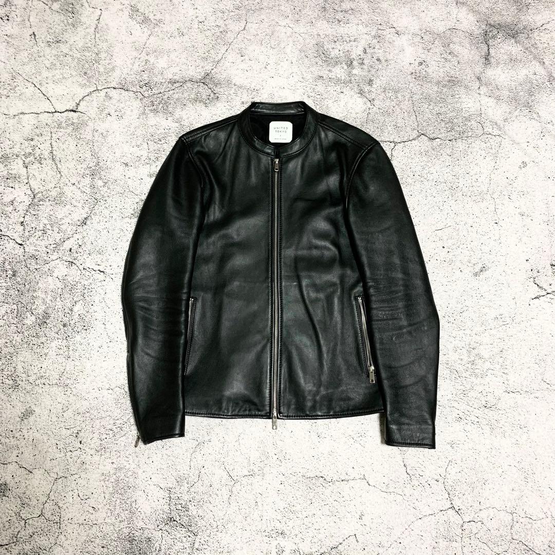 UNITED TOKYO ラムレザーシングルジャケット ブラック 革ジャン 本革