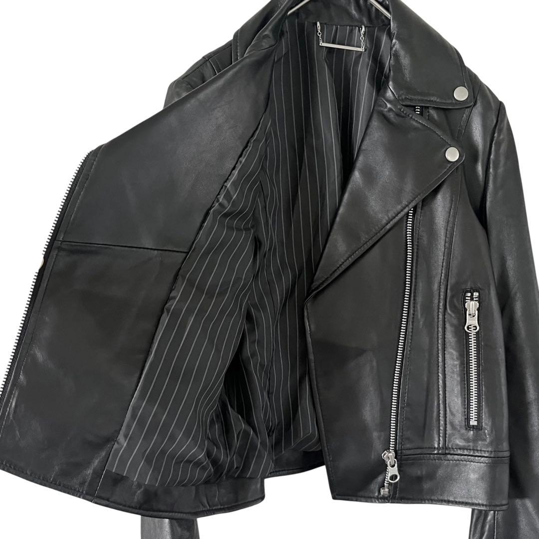 GYDA ラムレザー ダブルライダースジャケット F 羊革 本革 ジェイダ