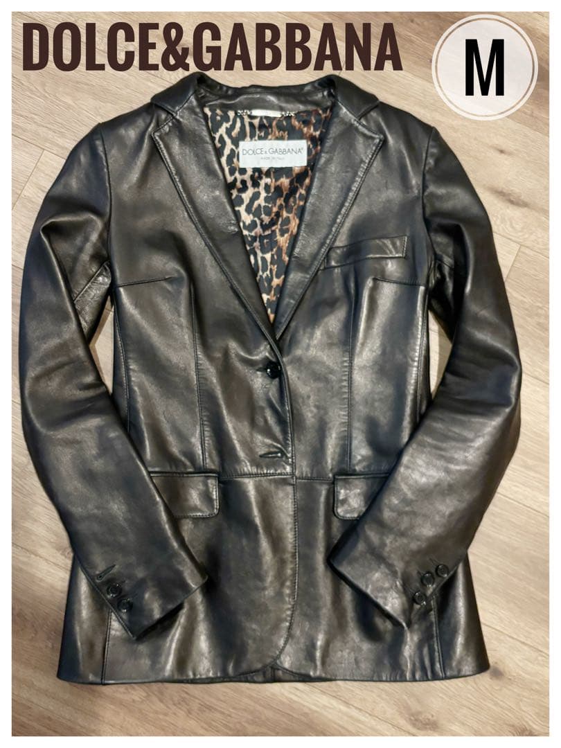 SALE☆DOLCE&GABBANA 本革 レザージャケット 裏地 レオパード DOLCE&GABBANA（ドルチェ & ガッバーナ） 美品 ドルチェアンド