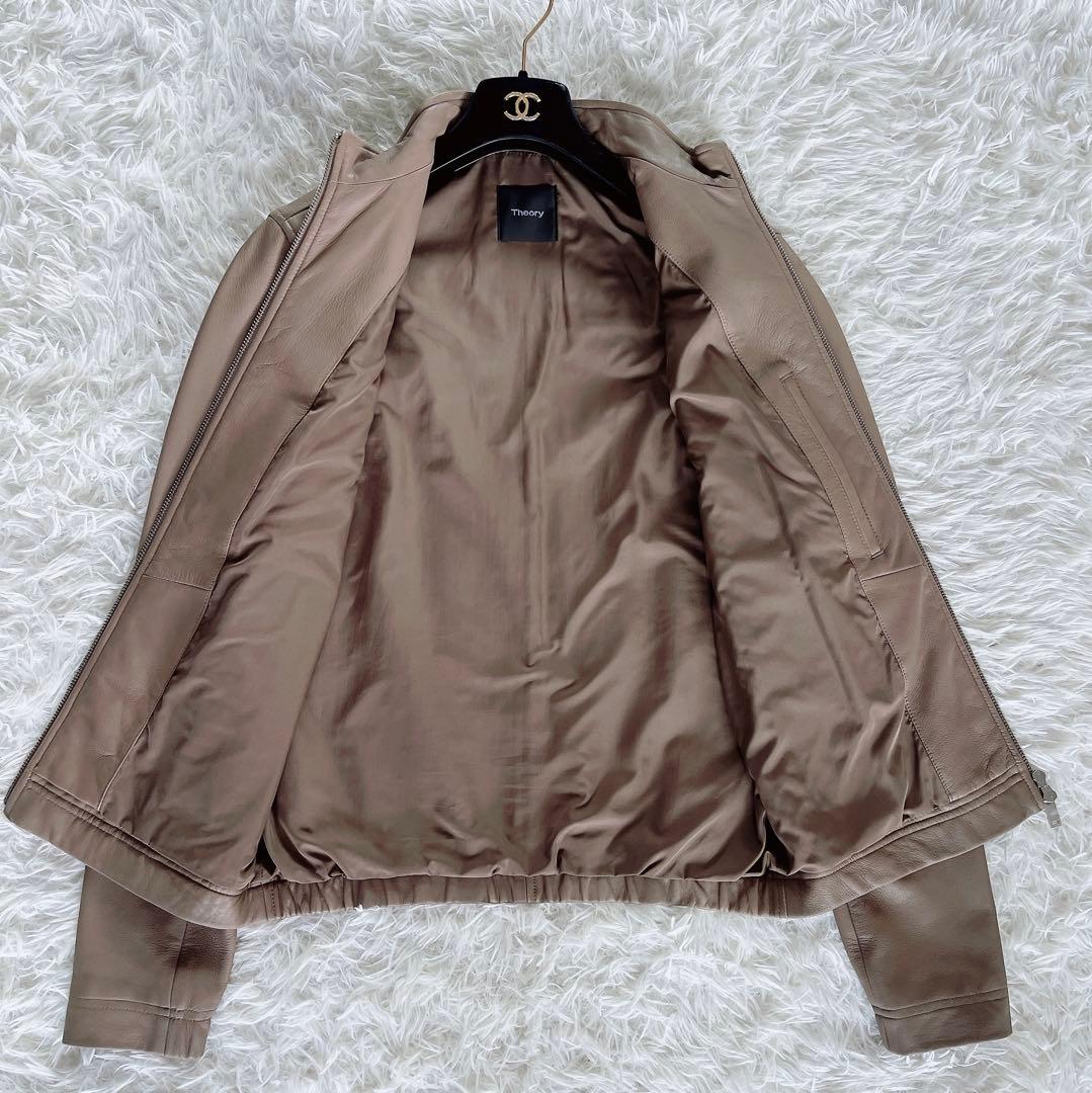 Theory】シングルライダース 羊革 ベージュ XSサイズ