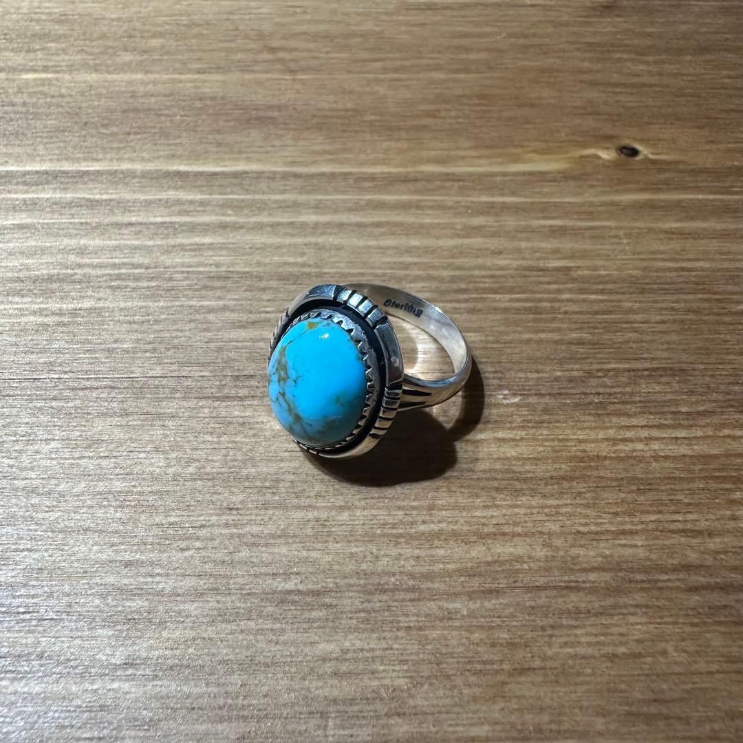 ナバホ族】シルバー925 ターコイズリング 17号 sterling刻印あり