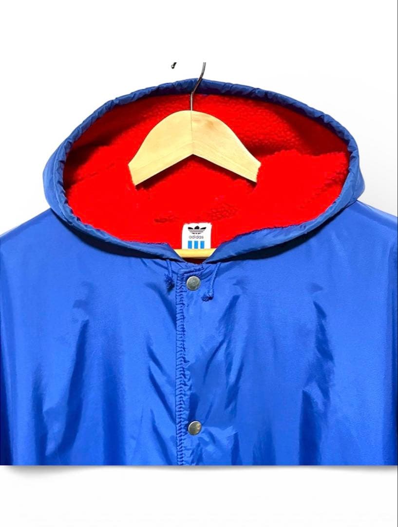 90s adidas ベンチコート ビッグトレフォイル 裏ボア 青 L相当 - メルカリ