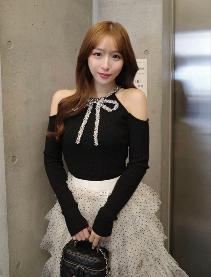 ダーリッチ darich リボンビジューアメスリニットトップス - メルカリ