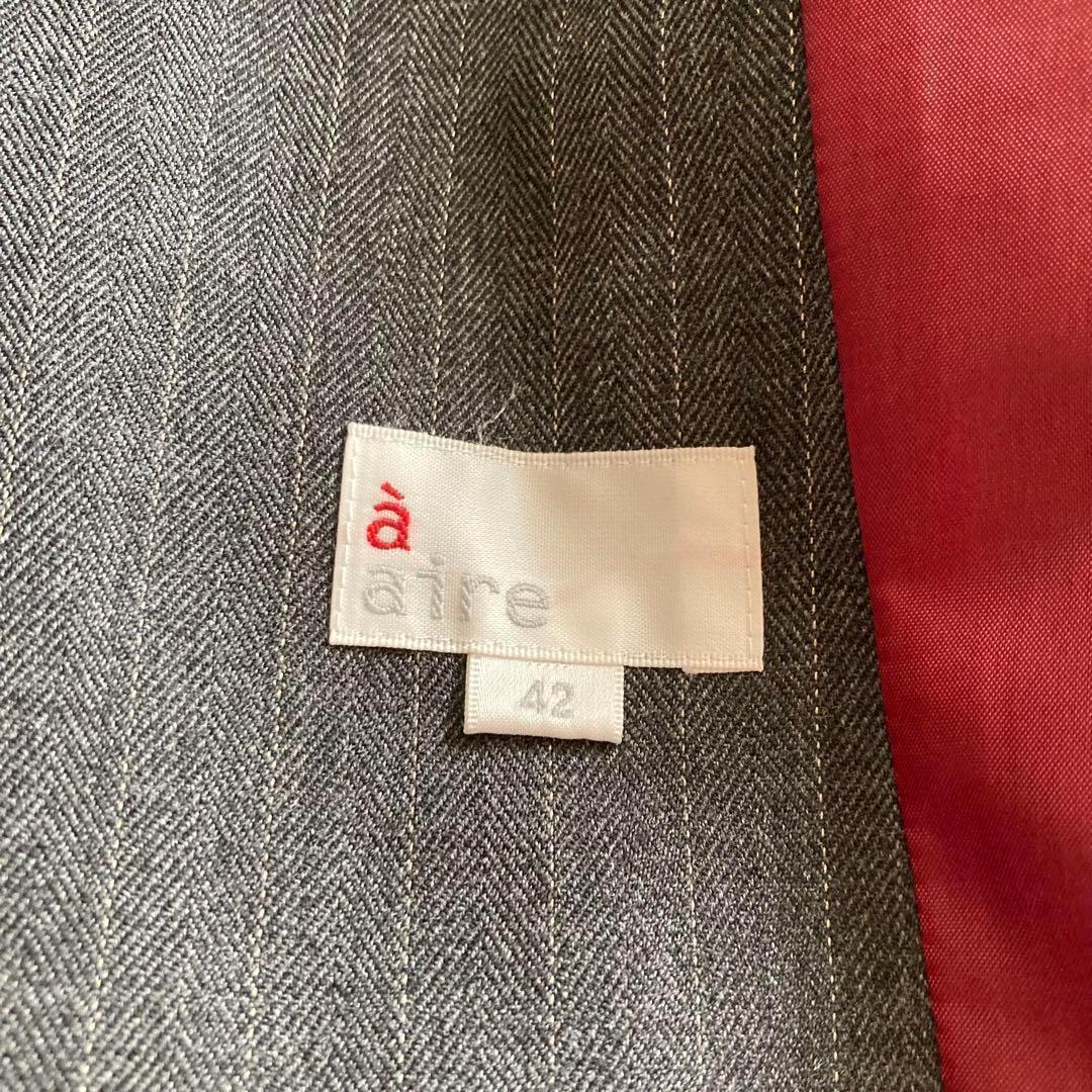 アエル オンワード 洗える パンツ スーツ 大きなサイズ グレー 42