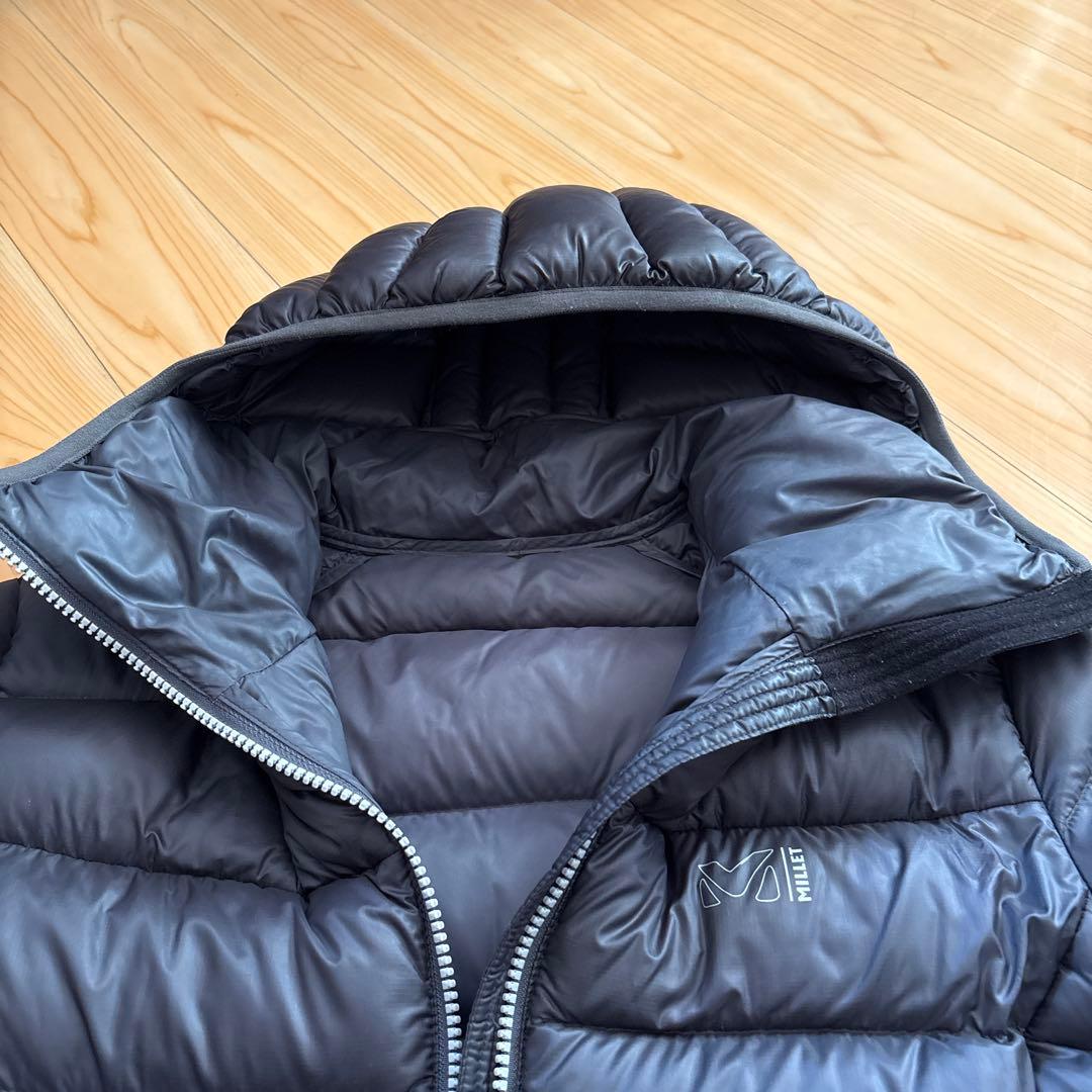 ミレー レディースチャコールグレーダウンジャケット フード付き