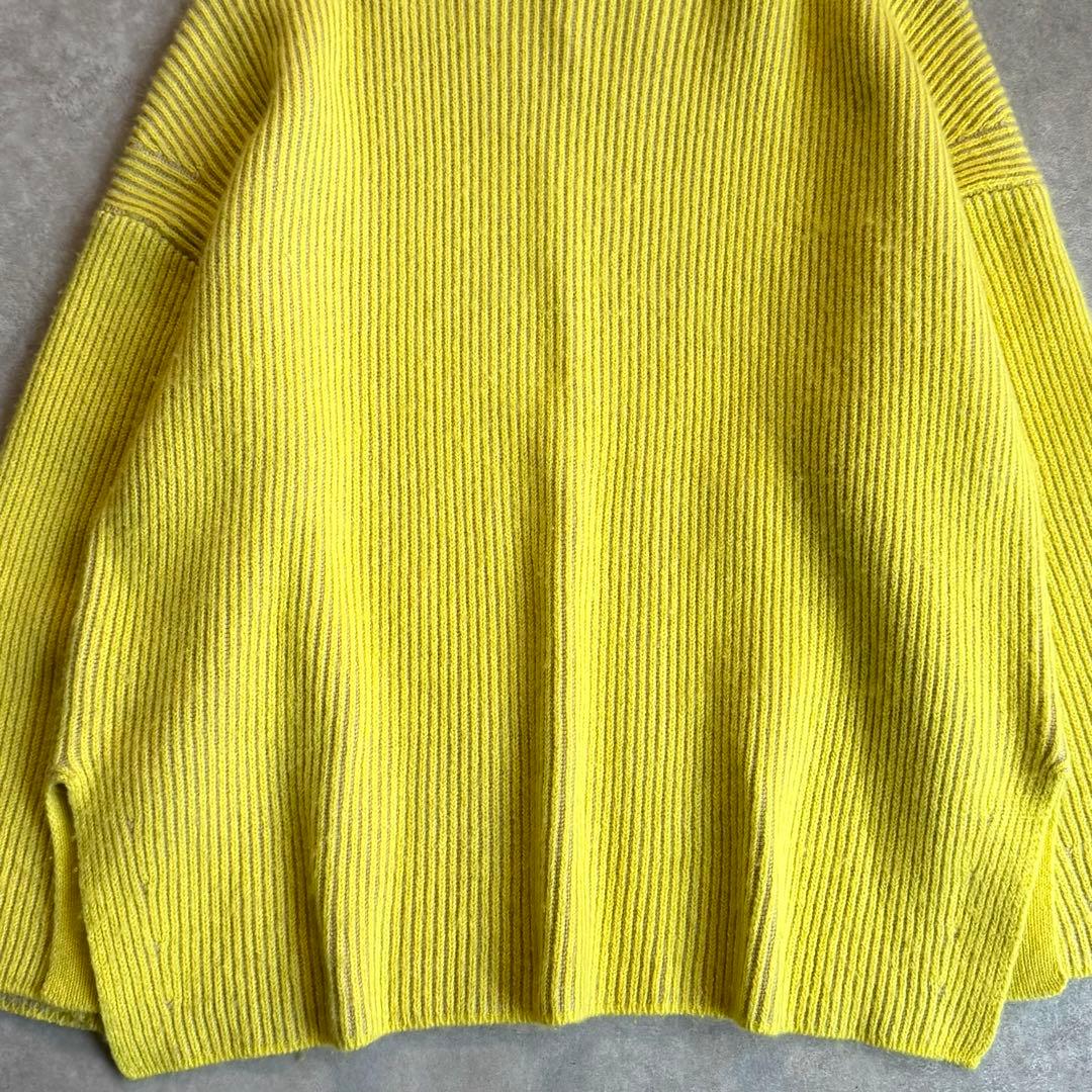 人気 ドゥロワー 9ゲージ畦編みのクルーネックニット 春イエロー 定価