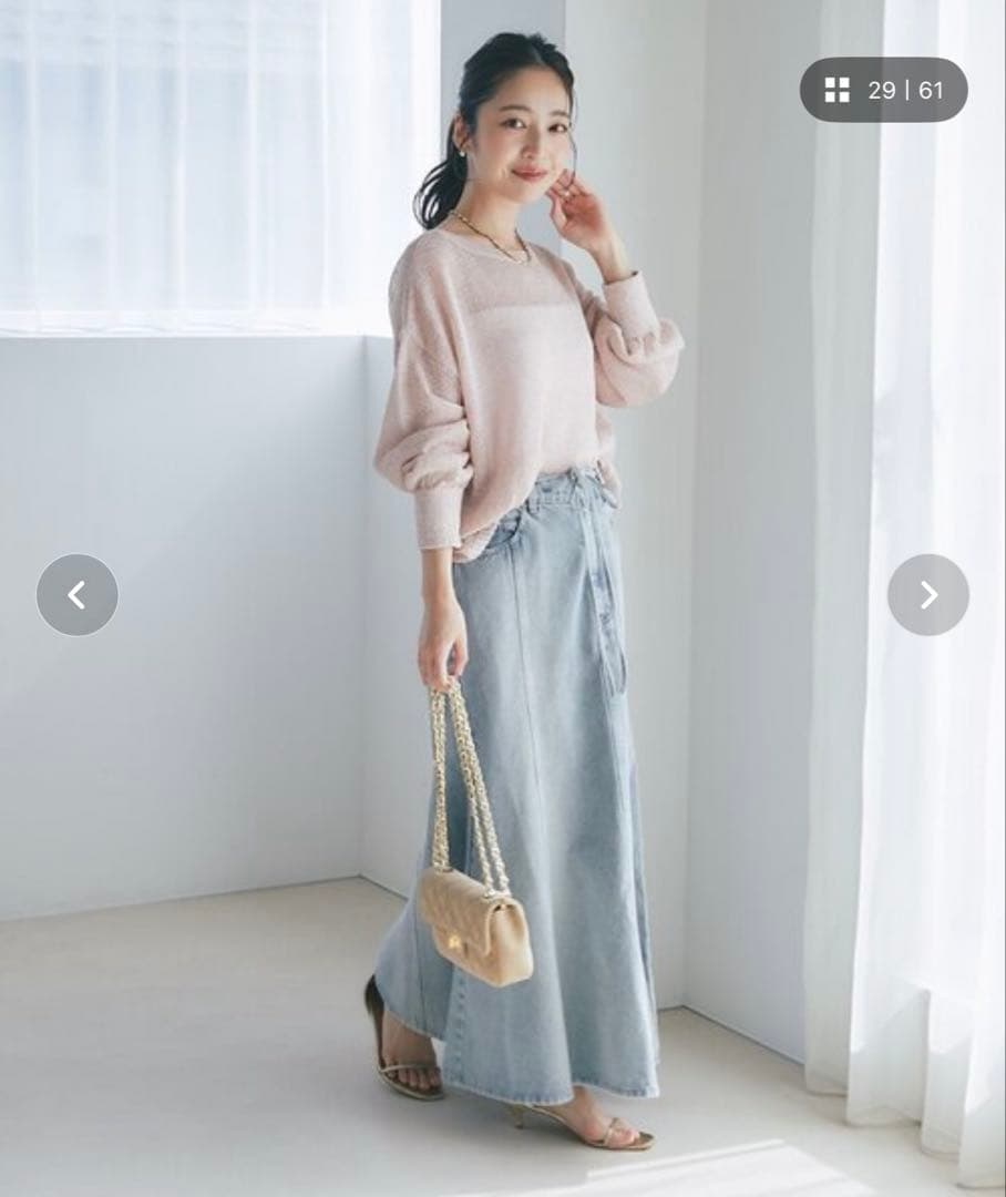 【美シルエット】リボンデニムマーメイドマキシスカート La boutique BonBon｜【今すぐお届け!・美シルエット】リボンデニム