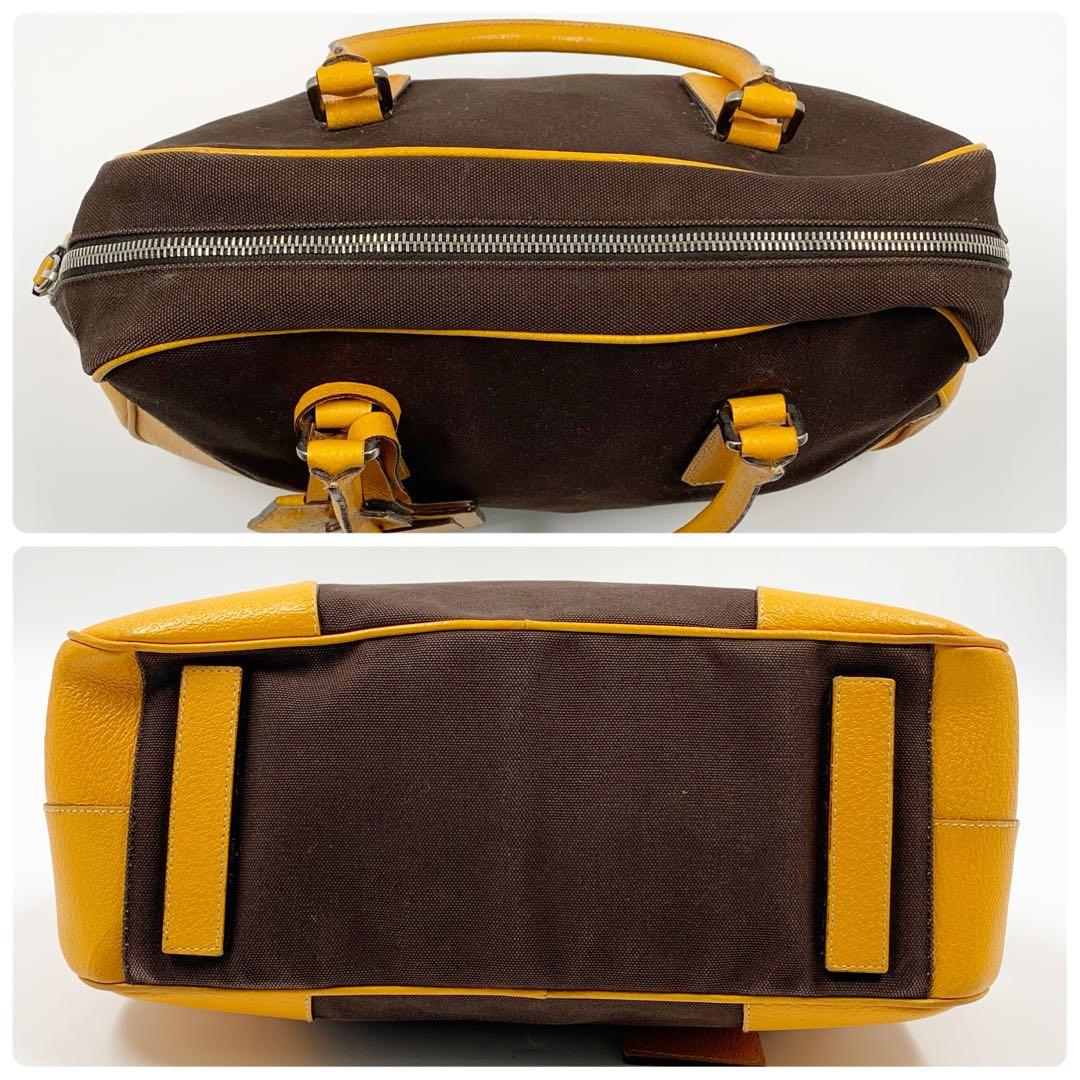 ✨美品✨】プラダ ミニボストンバッグ 三角ロゴ レザー ブラウン