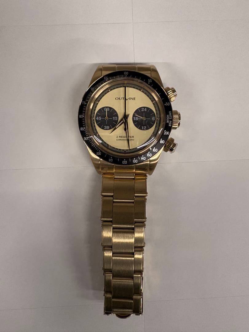 希少限定品 /アウトライン/2レジスタークロノ/レモン/ゴールドブレスレット NEW 2レジスタークロノ・シリーズ I レモン（ゴールドブレスレット